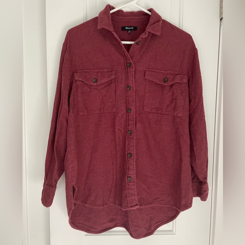 Madewell Cranberry Button-Front Shirt Jacket